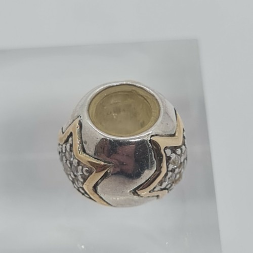 Lovelinks 14ct Gold And Silver Bright Star CZ Charm Bead 925 Stirling Silver - Picture 5 of 5