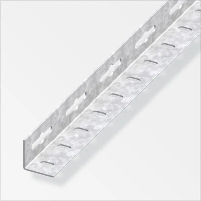 ALFER Steel Galvanised Angle Profile Edging Strip Corner Protection Slotted Walls Edge