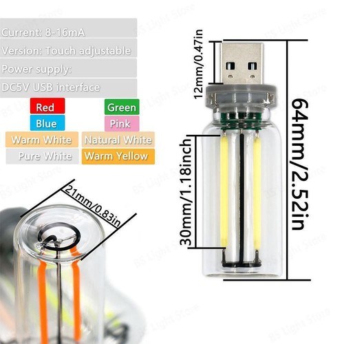 .UK-.RX9001 USB lumière d'ambiance LED verre coloré bouteille lumière nuit C0H1 - Photo 7/7