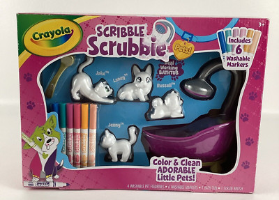 Crayola Scribble Scrubbie Playset Washable Markers Color Pet Figures Bathtub Toy