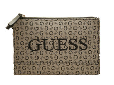 NEW W TAGS BLACK GUESS WRISTLET LARGE WALLET PURSE ZIPPER LOGO LINDENBERG