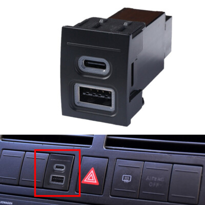 Dual QC3.0 USB-C PD Ladegerät Buchse Rot Licht Steckdose für VW Polo MK4 2002-09