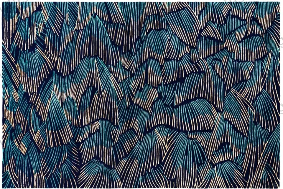 Royal Blue tufted Aesthetics rug woolen Area Rug Hand tufted Rug For Any Room. - Image 3 of 4