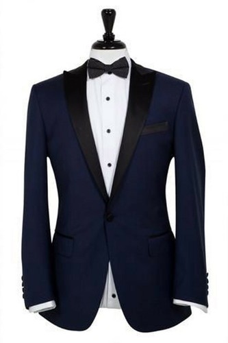 Abo Da Uomo In 3 Pezzi Blu Navy Smoking Da Sposa Con Risvolto A Punta - Foto 5