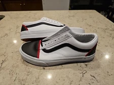 VANS Old Skool White Black Red Shoes Mens Size 8 751505 Leather Low 