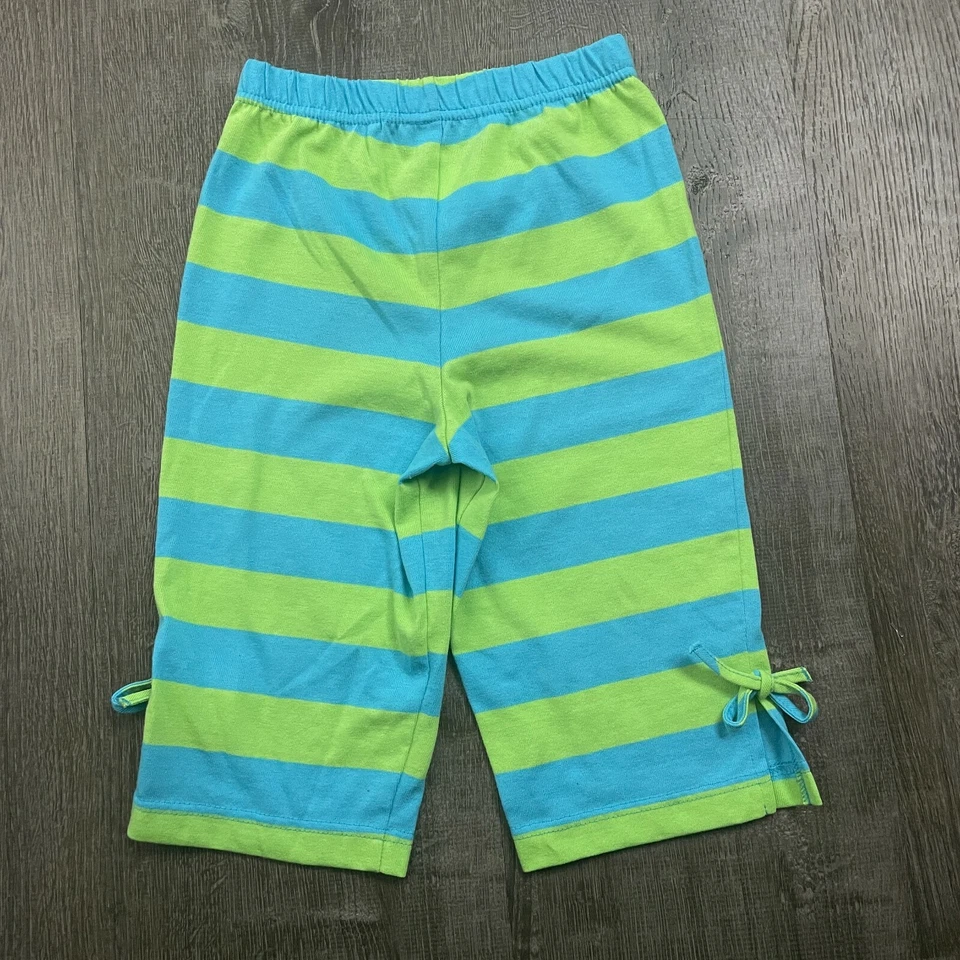 Pantalones Kelly's Niños Niñas Azul Verde Rayas Pull On Capri Leggings Talla S 5-6 Foto 4 de 4