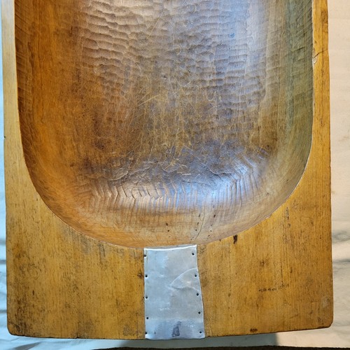 Large Antique Wooden Dough Trencher Bowl 50" Hand Hewn Primitive Oiled - Picture 4 of 21