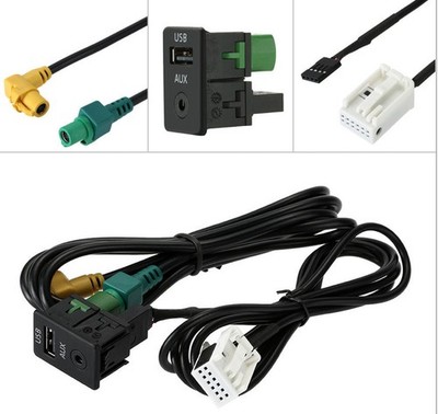 AUX USB 12Pin Car Audio Cable For Volkswagen Passat RCD510 RNS510 RNS315 RCD310