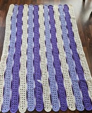 Handmade Crochet Shades of Purple Lavender Soft Afghan Blanket 64" x 43"