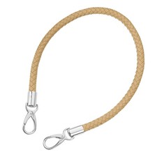 60cm Short Leather PU Braided Purse Replacement Handle - Apricot, Silver