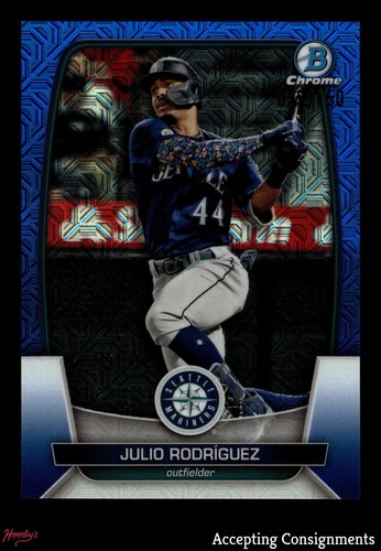 2023 Bowman Chrome Mega Box Blue Refractor #96 Julio Rodriguez 58/150 MARINERS