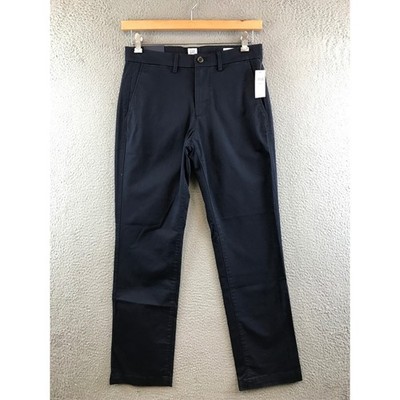 New GAP Essential Khaki Straight Pants Mens 29x30 Navy Blue Comfort Stretch