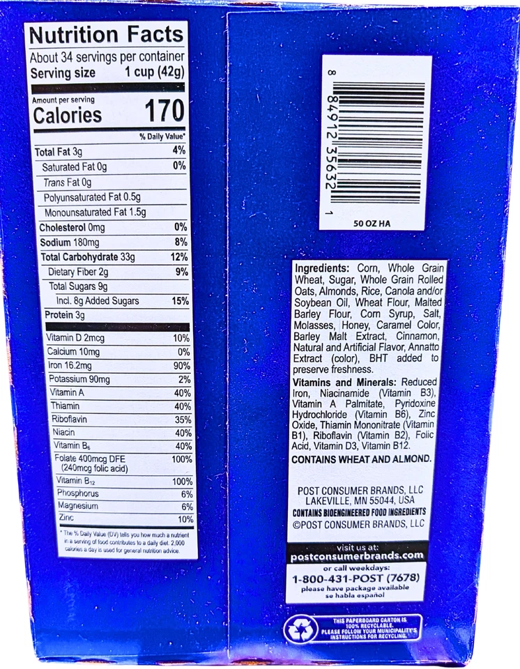 Ramos de avena Post miel con almendras cereal 50 onzas EXP 01/2026 Foto 3 de 4