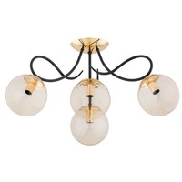 Deckenlampe 4-Flammig Glas Gold Bernstein E14 B:58 Cm Deckenleuchte Schlafzimmer