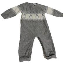 Janie and Jack Baby Boy Girl Knit Penguin Sweater Romper 6-12M