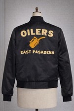 Giacca raso vintage oliatori East Pasadena ricamata sul retro taglia small retrò