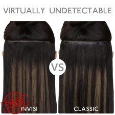 WENNALIFE 16" Jet Black Invisi Edge Human Hair Clip Ins 130g 7pcs