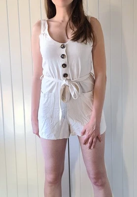 Combishort combi short écru à boutons River Island Taille 32 Excellent état - Photo 1/4