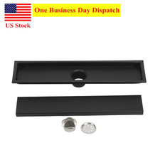 16-Inch Linear Shower Drain 304 Stainless Matte Black Invisible Tile Floor Drain
