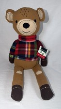 Dan Dee Fleece Brown Teddy Bear Red Plaid Shirt Plush Stuffed Animal NWT Deer