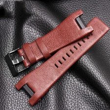 32MM Notched Leather Watch Bands Strap For Diesel DZ1216 DZ4287 DZ4246 Accessory