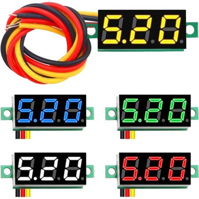5 Stück Mini Digital Voltmeter DC 0-100V mit Verpolungsschutz & LED-Anzeige