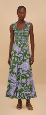 Farm Rio Green Tropical Swing Sleeveless Midi Dress Small