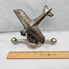 Rare Antique Unknown Airplane Around The World Globe Radiator Hood Ornament