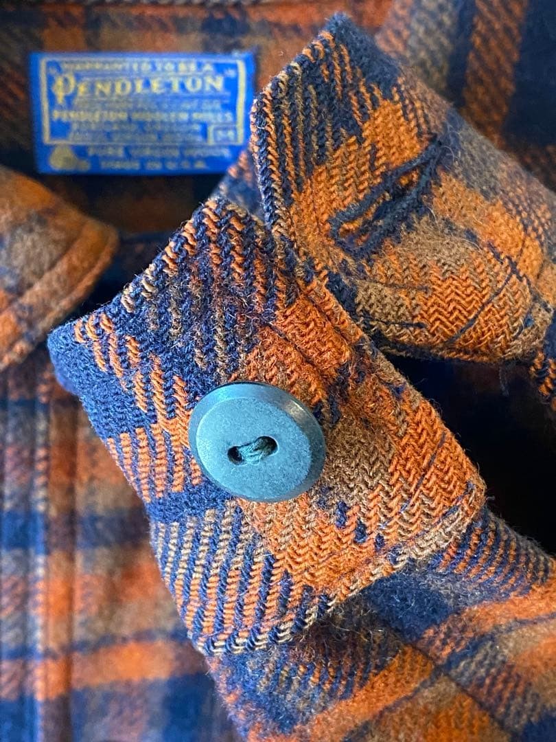 Pendleton Wool Blend Navy/Orange Check Jacket Men… - image 3