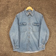 Vintage Sears Roebucks Denim Shirt Mens XL Blue Long Sleeve Workwear 70s 80s