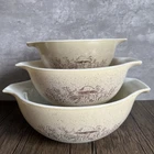 VTG 3 Pc Set Pyrex Forest Mushroom Nesting Cinderella Mixing Bowls 441  442 443