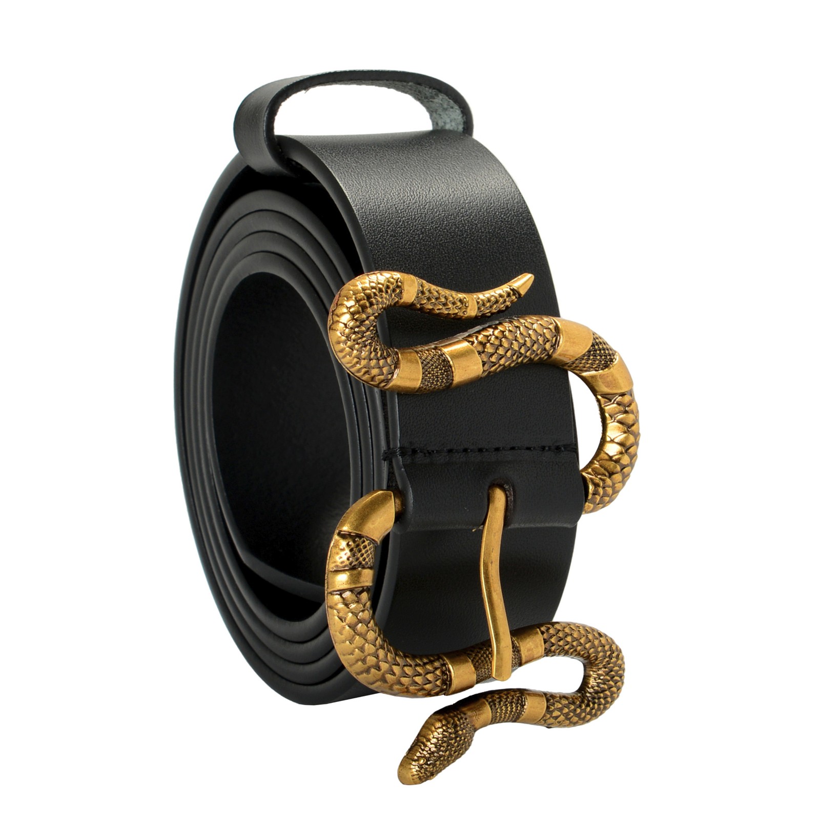 Gucci Black Leather Snake Buckle Belt US 40 IT 100 70690₽