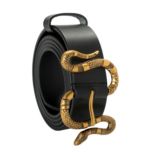 Gucci Black Leather Snake Buckle Belt US 40 IT 100