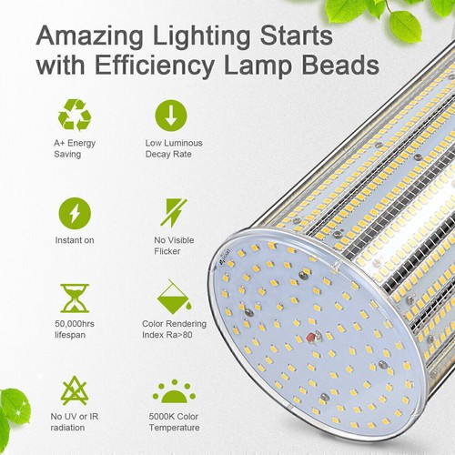 250W Led Corn Light Bulbs Replace 1000W High Bay Lights E39 Base 5000K Daylight - Picture 8 of 12