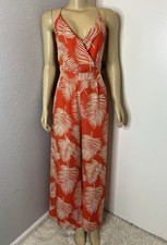 Fashion Nova M Exotic Palm Tropical Jumpsuit Wide Leg Spaghetti Strap