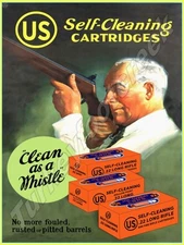 US Ammunition Self Cleaning Cartridges Metal Sign 3 Sizes to Choose From