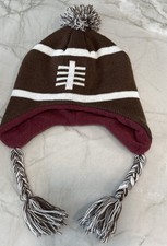 Football Fleece Lined Pom Pom Hat with Ear Flaps Boys 4-7 years New with tags