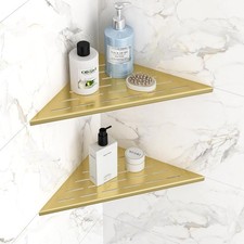 12" Corner Shower Shelves 304 Stainless Steel, Brushed Golden, 2 Pack