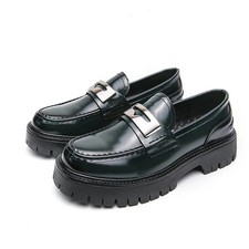 Men Round Toe Thick Sole Height Increasing Loafer Comfortable Leather Dress Shoe