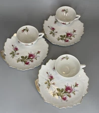 Vtg Bond Ware L&M Snack Luncheon Set Pompadour Rose Teacup Saucer Plate Pink
