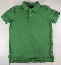 Polo Ralph Lauren Boys Size 6 Green Cotton Mesh Polo Shirt Pink Pony Classic Fit