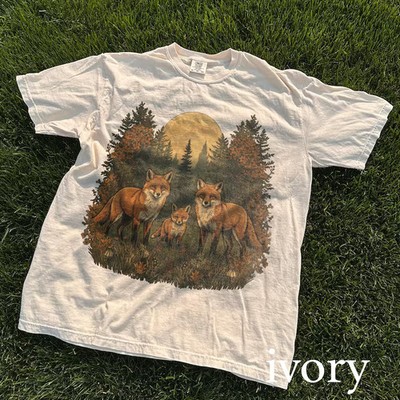 Vintage Fox Family Moon Comfort Tee Shirt Animal Lover Gift Idea