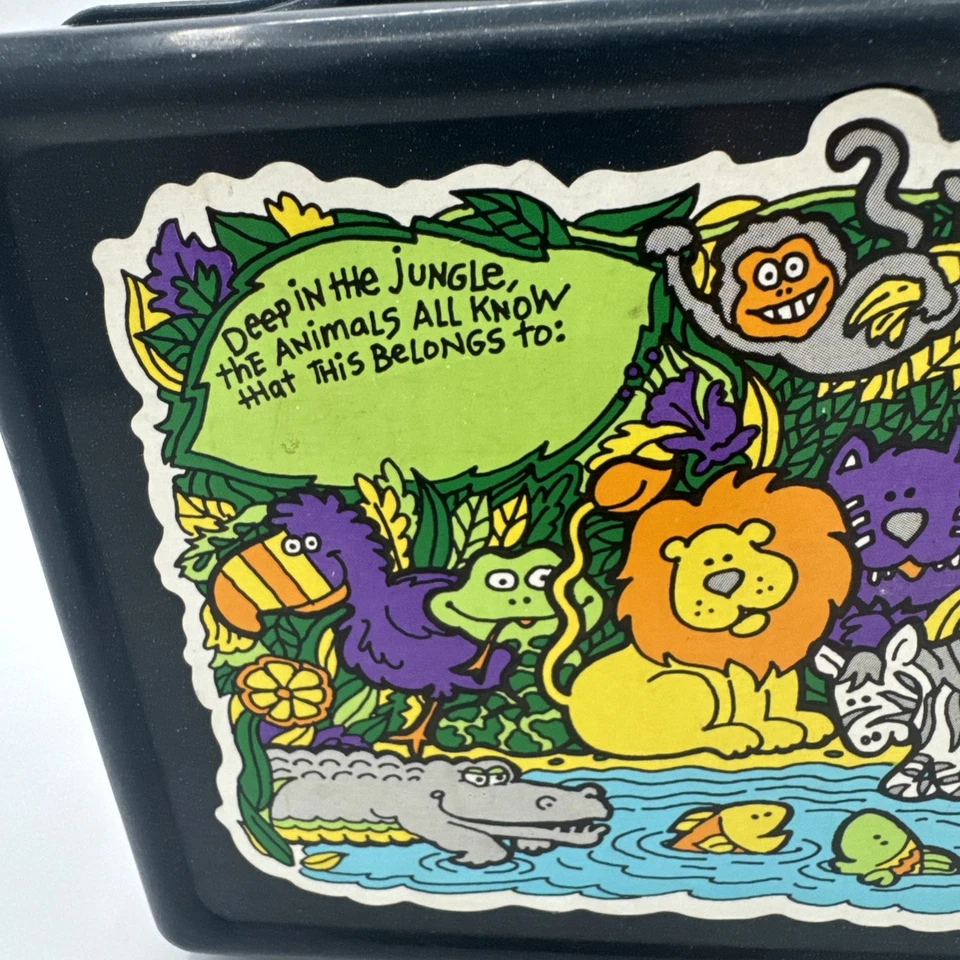 Caja de lápices DEEP IN JUNGLE Rain Forest estuche 1995 tucán cebra vintage años 90 escuela Foto 2 de 4