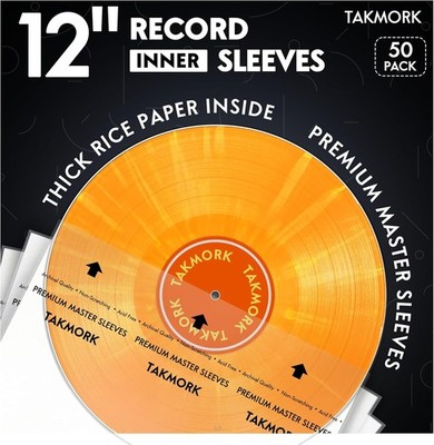 Vinyl Record Rice Paper Inner Sleeves: 12'' Anti-Static LP Sleeves 50 Pcs