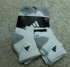Adidas Socks Boys Medium 2Y-5Y Youth White Quarter Cushioned 6 Pairs