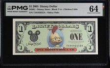 1 $ CHICKEN LITTLE DISNEY DOLLAR 2005 — PMG 64 — DISNEY STORE