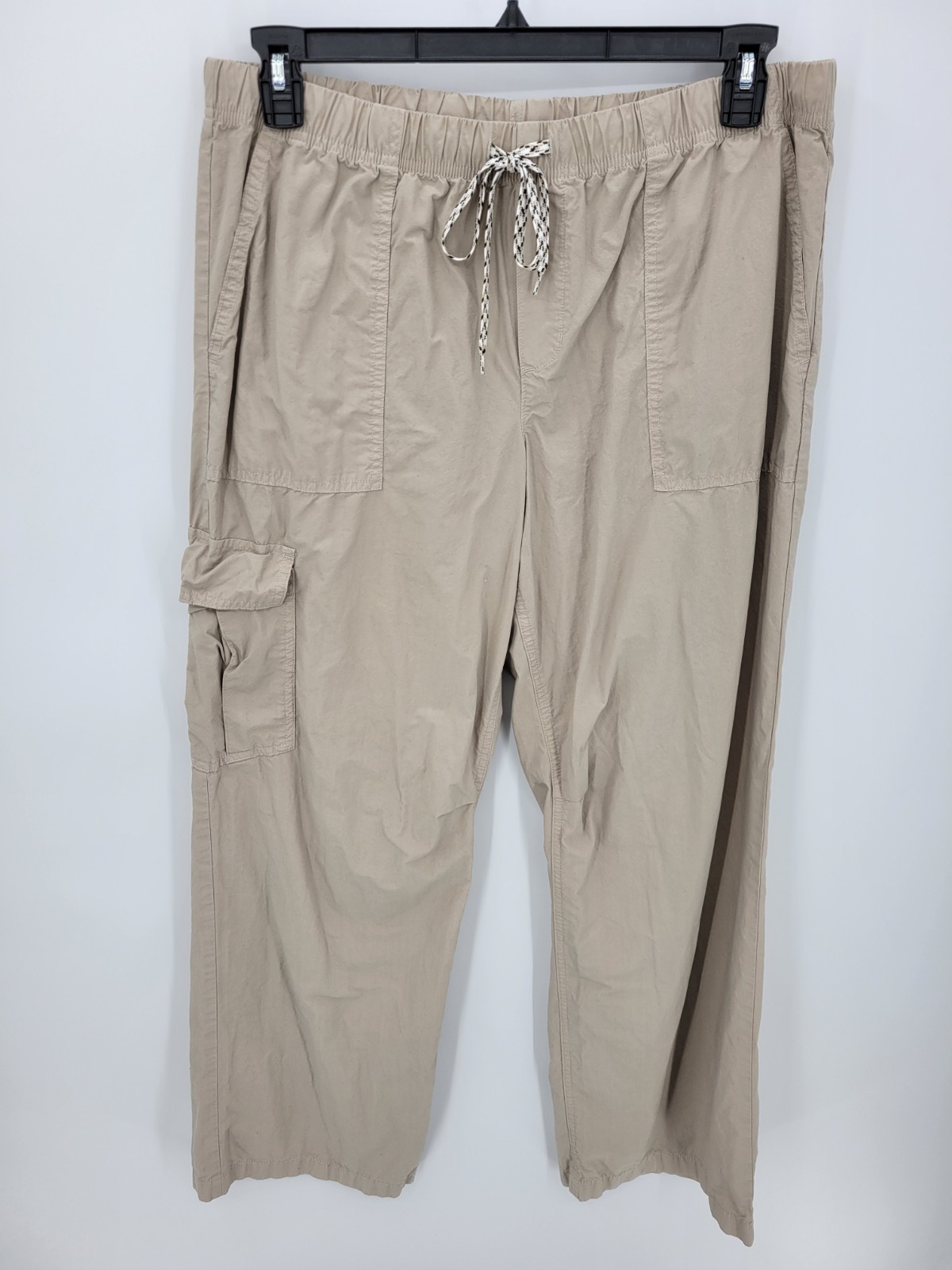 Aerie Pants Womens Large Tan Wide Leg Cargo Pull On Beachy Boho Casual Utility