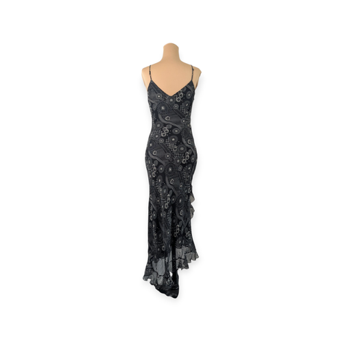 Y2K LAPIS Slinky Chiffon Overlay Schlupfkleid asymmetrisch Gr. S