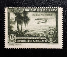 HISZPAŃSKA POCZTA LOTNICZA 1930, WYSTAWA IBEROAMERYKAŃSKA W SEWILLI, MNG, 10 CENTAVOS