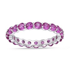 2.80 Round Created Pink Sapphire 925 Sterling Silver Ring, Size - 7